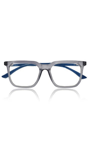 Colour Frame Series: Stylish Square Spectacle Frames with Blue Ray Protection and Anti-Glare Glasses for Men and Women (Frosted Grey Blue)