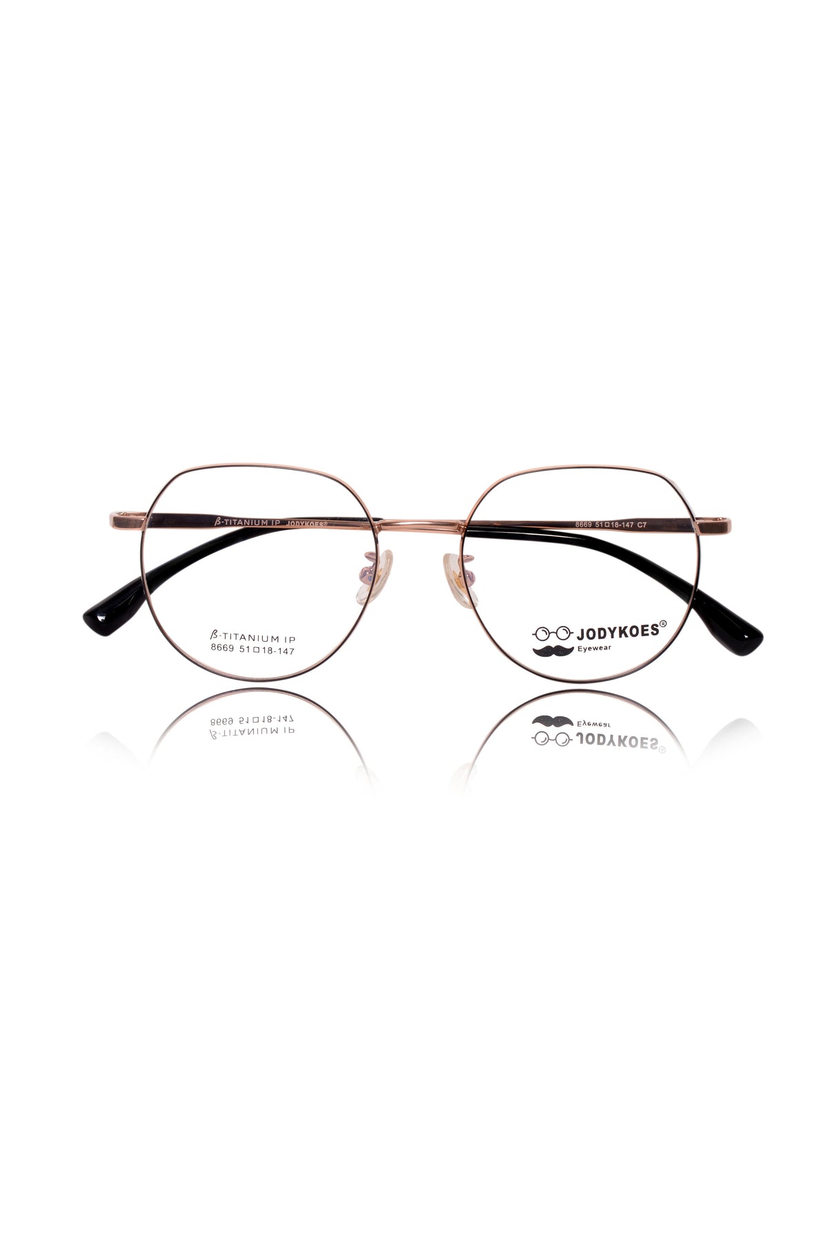 Luxury Series : Pure Titanium Metal Spectacle Eyeglasses | New Shape Round Metal Eyewear Frame (Black And Gold)