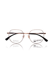 Luxury Series : Pure Titanium Metal Spectacle Eyeglasses | New Shape Round Metal Eyewear Frame (Black And Gold)