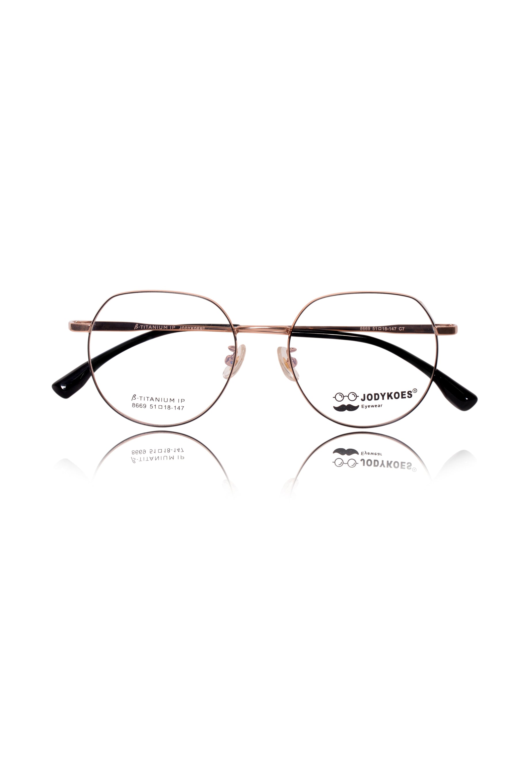 Luxury Series : Pure Titanium Metal Spectacle Eyeglasses | New Shape Round Metal Eyewear Frame (Black And Gold)