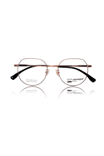 Luxury Series : Pure Titanium Metal Spectacle Eyeglasses | New Shape Round Metal Eyewear Frame (Black And Gold)