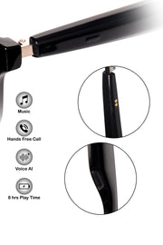 Jodykoes Square Smart Sunglasses with Speaker and Voice Assistant