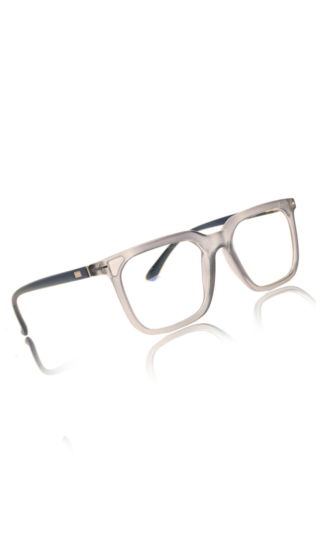 Colour Frame Series: Stylish Square Spectacle Frames with Blue Ray Protection and Anti-Glare Glasses for Men and Women (Frost Transparent Blue)