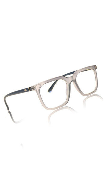 Colour Frame Series: Stylish Square Spectacle Frames with Blue Ray Protection and Anti-Glare Glasses for Men and Women (Frost Transparent Blue)