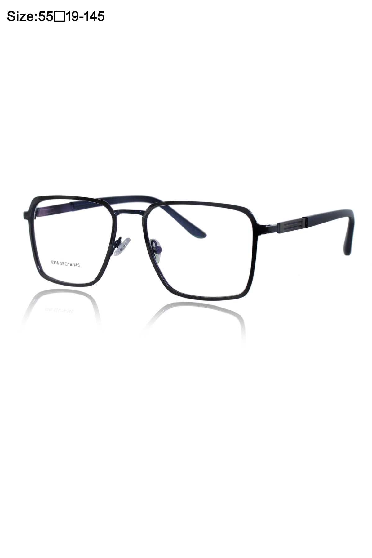 Founder's Edition Square Metal Titanium Eyeglass Frame | Premium Luxury Titanium Eyewear Glasses (Black-Blue)