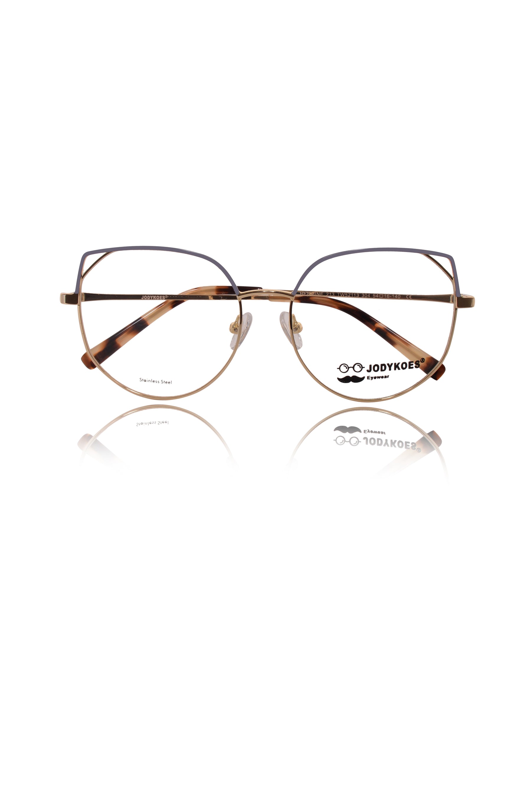 Luxury Series : Pure Titanium Metal Spectacle Eyeglasses | Cat Eye Metal Eyewear Frame (Lavender and Gold)