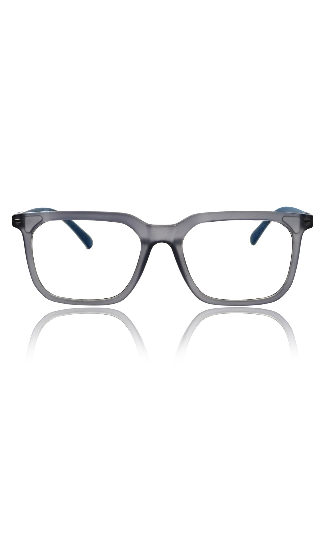 Colour Frame Series: Stylish Square Spectacle Frames with Blue Ray Protection and Anti-Glare Glasses for Men and Women (Frosted Grey Blue)