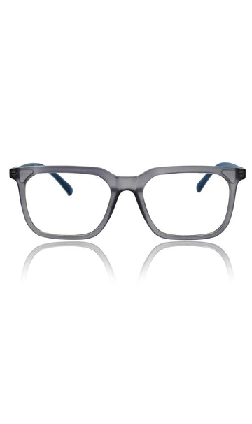 Colour Frame Series: Stylish Square Spectacle Frames with Blue Ray Protection and Anti-Glare Glasses for Men and Women (Frosted Grey Blue)