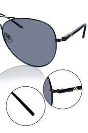 Series Obsession : Premium Polarized Aviator Sunglass with Designer Arms For UV Protection, Sun Shade Glares Fashion Accessories (Black)