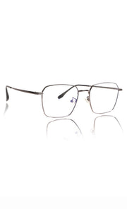 Premium Series Metal Spectacle Frame With Anti-Glare Blue Light Blocking Eyeglasses for Men and Women | Computer and Mobile Phone Protection Eyewear Frames (Black/Grey)