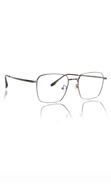 Premium Series Metal Spectacle Frame With Anti-Glare Blue Light Blocking Eyeglasses for Men and Women | Computer and Mobile Phone Protection Eyewear Frames (Black/Grey)