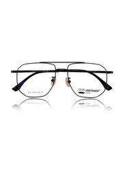 Luxury Series : Pure Titanium Metal Spectacle Eyeglasses | New Shape Double Bar Square Metal Eyewear Frame (Black)