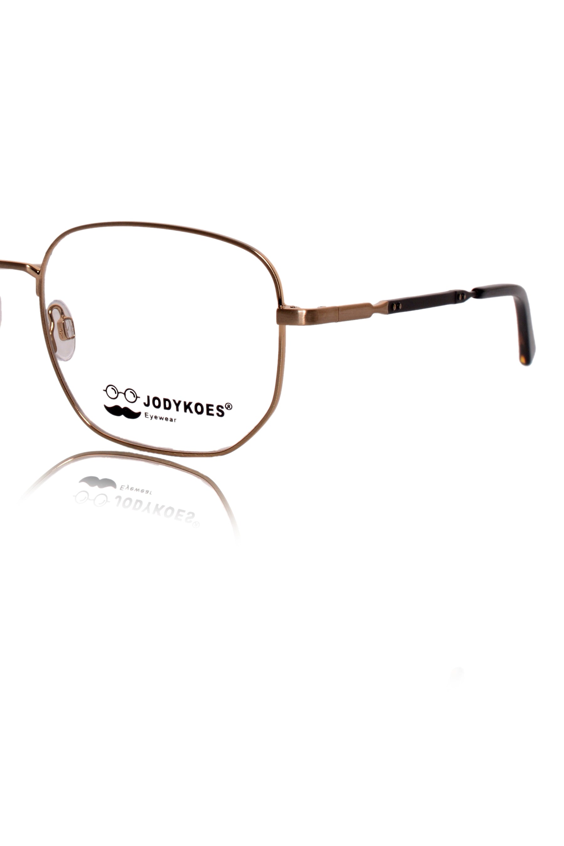 Luxury Series : Pure Titanium Metal Spectacle Eyeglasses | New Shape Square Metal Eyewear Frame (Matte Gold)