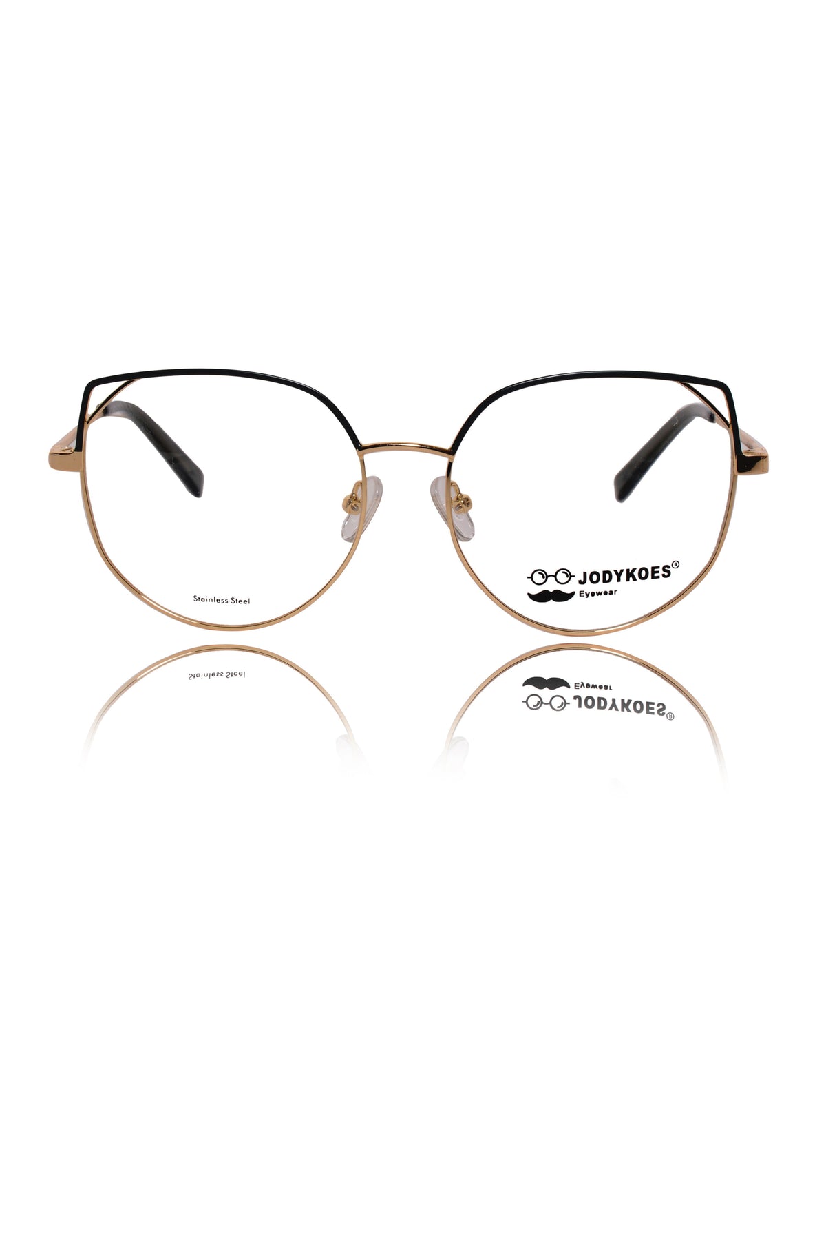 Luxury Series : Pure Titanium Metal Spectacle Eyeglasses | Cat Eye Metal Eyewear Frame (Green and Gold)
