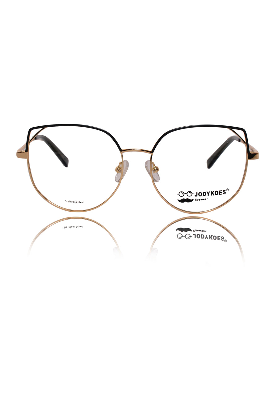 Luxury Series : Pure Titanium Metal Spectacle Eyeglasses | Cat Eye Metal Eyewear Frame (Green and Gold)