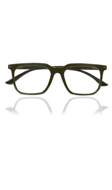 Colour Frame Series: Stylish Square Spectacle Frames with Blue Ray Protection and Anti-Glare Glasses for Men and Women (Green)