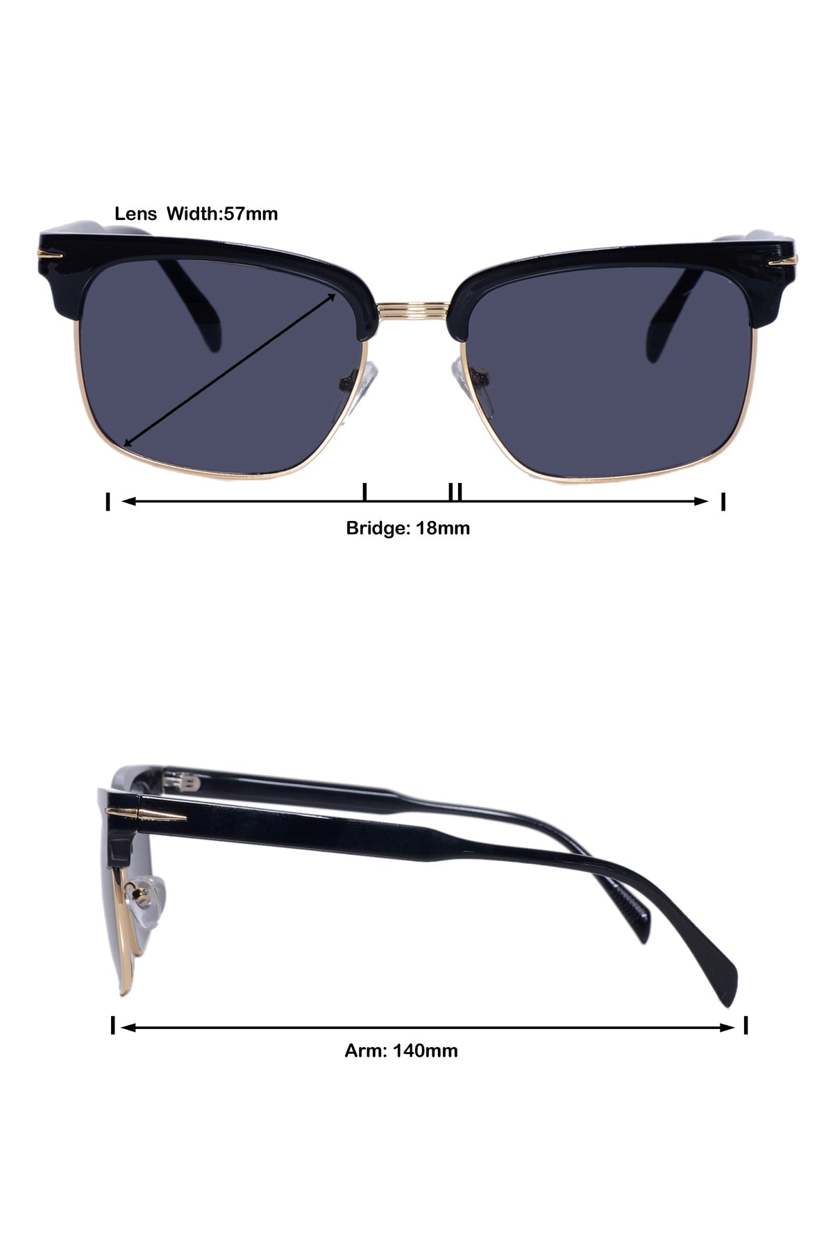 Legacy Clubmaster Sunglasses – UV400 Polarized (Black and Gold)