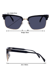 Legacy Clubmaster Sunglasses – UV400 Polarized (Black and Gold)