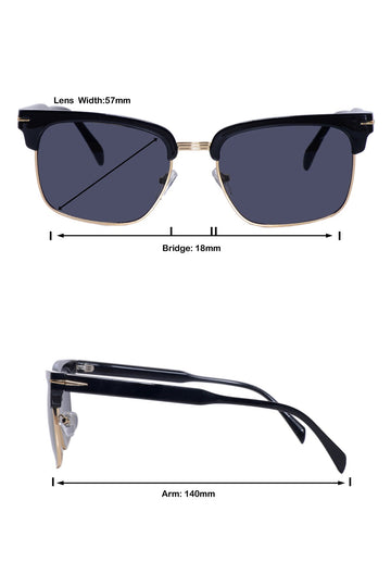Legacy Clubmaster Sunglasses – UV400 Polarized (Black and Gold)