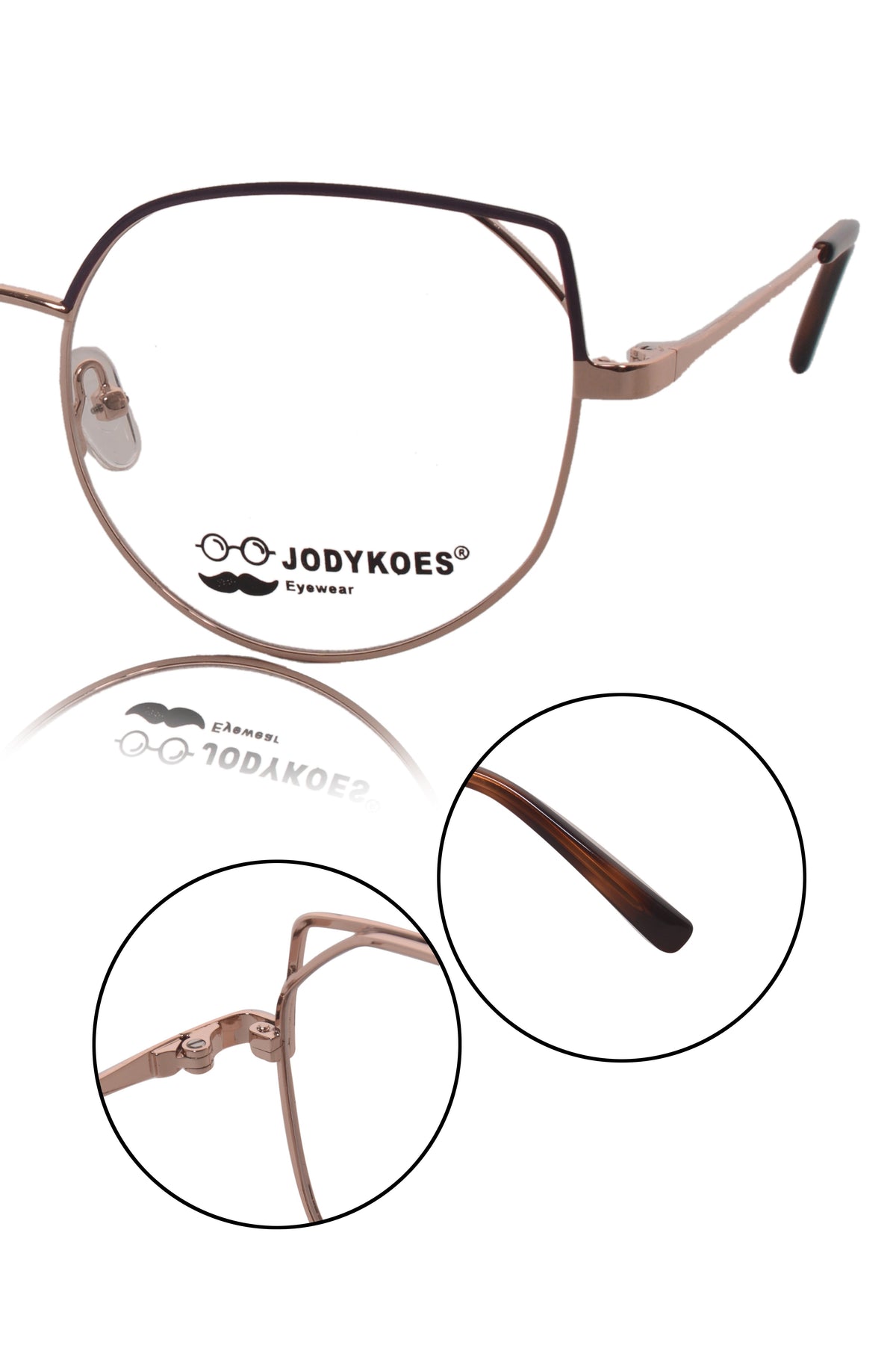 Luxury Series : Pure Titanium Metal Spectacle Eyeglasses | Cat Eye Metal Eyewear Frame (Purple and Rose Gold)