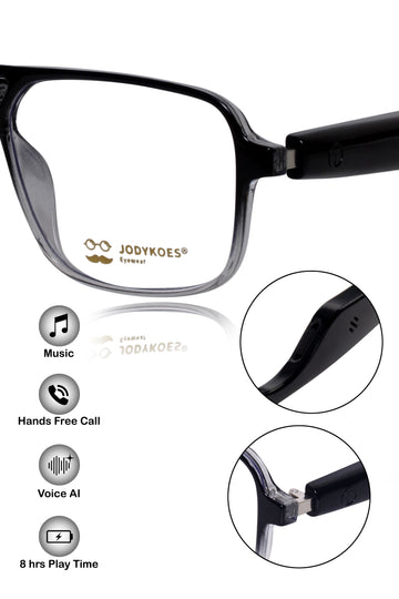 Jodykoes Square Smart Glasses with Speaker and Voice Assistant (Blue)