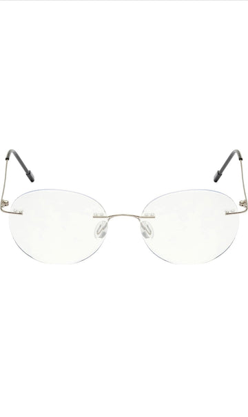 Round Signature Rimless Frame (Silver)