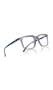 Colour Frame Series: Stylish Square Spectacle Frames with Blue Ray Protection and Anti-Glare Glasses for Men and Women (Frosted Grey Blue)