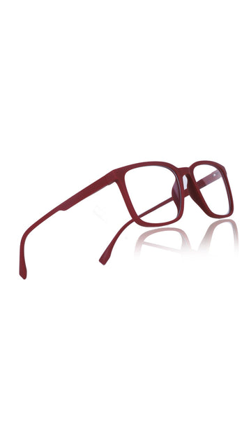 Colour Series : Vibrant colours eyewear rectangle frames with anti glare and blue filter eyeglasses for men and women (Cherry Red)