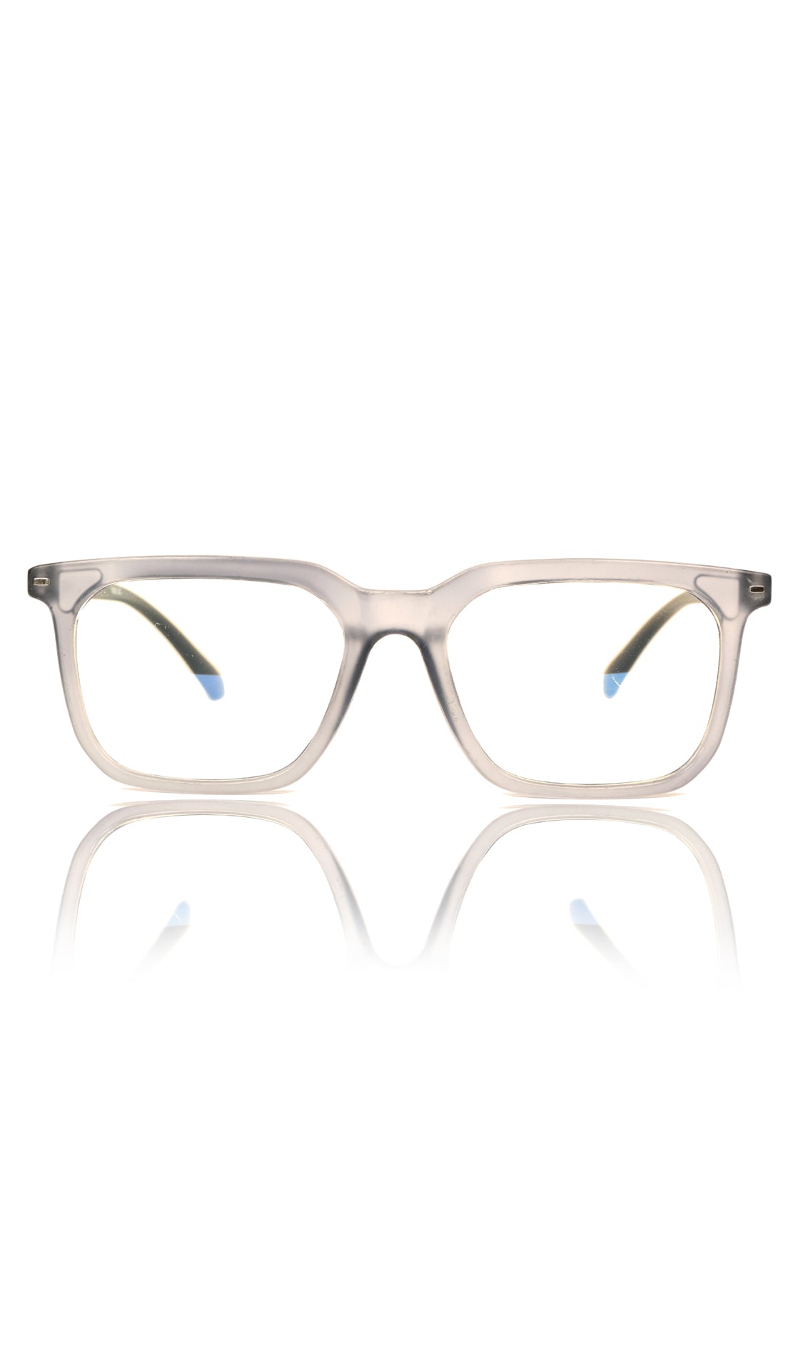 Colour Frame Series: Stylish Square Spectacle Frames with Blue Ray Protection and Anti-Glare Glasses for Men and Women (Frost Transparent Blue)