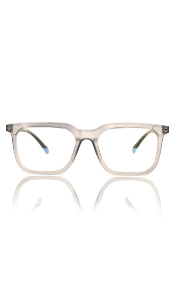 Colour Frame Series: Stylish Square Spectacle Frames with Blue Ray Protection and Anti-Glare Glasses for Men and Women (Frost Transparent Blue)