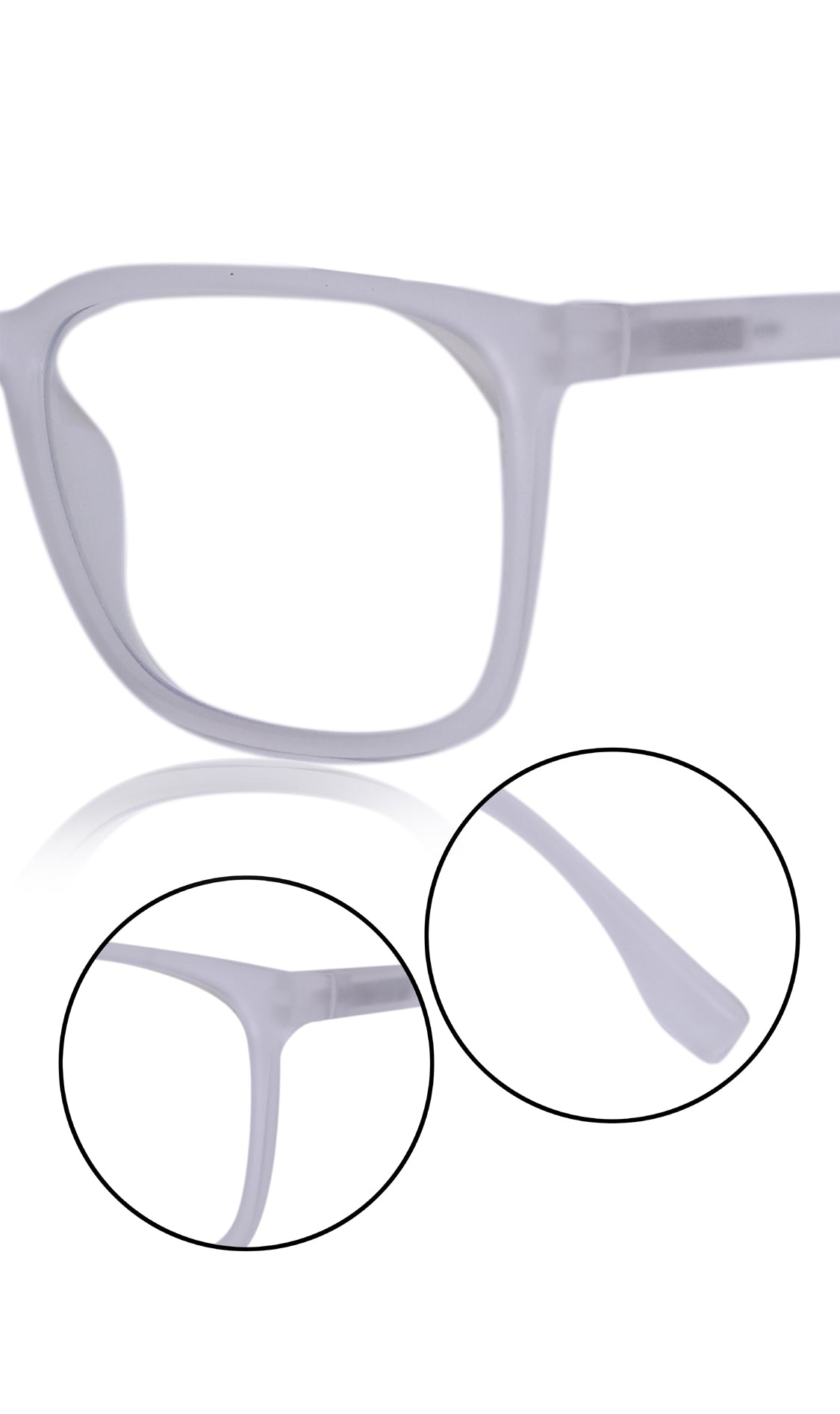 Colour Series : Vibrant colours eyewear rectangle frames with anti glare and blue filter eyeglasses for men and women (Pearl White)