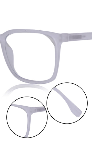 Colour Series : Vibrant colours eyewear rectangle frames with anti glare and blue filter eyeglasses for men and women (Pearl White)