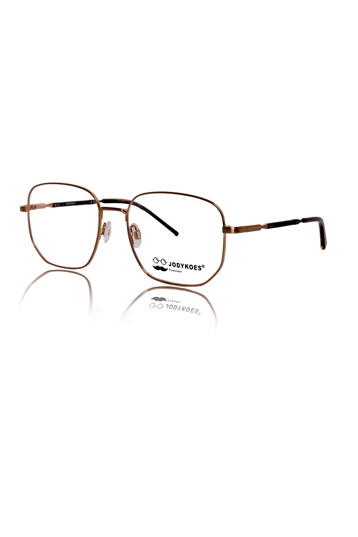 Luxury Series : Pure Titanium Metal Spectacle Eyeglasses | New Shape Square Metal Eyewear Frame (Matte Gold)