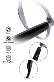 Jodykoes Square Smart Glasses with Speaker and Voice Assistant (Black)