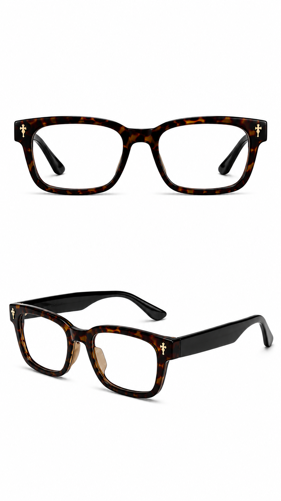 Tortoise Brown Rectangle Stylish Glasses Frame (Dark Leopard Print)