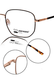 Luxury Series : Pure Titanium Metal Spectacle Eyeglasses | New Shape Square Metal Eyewear Frame (Black And Gold)