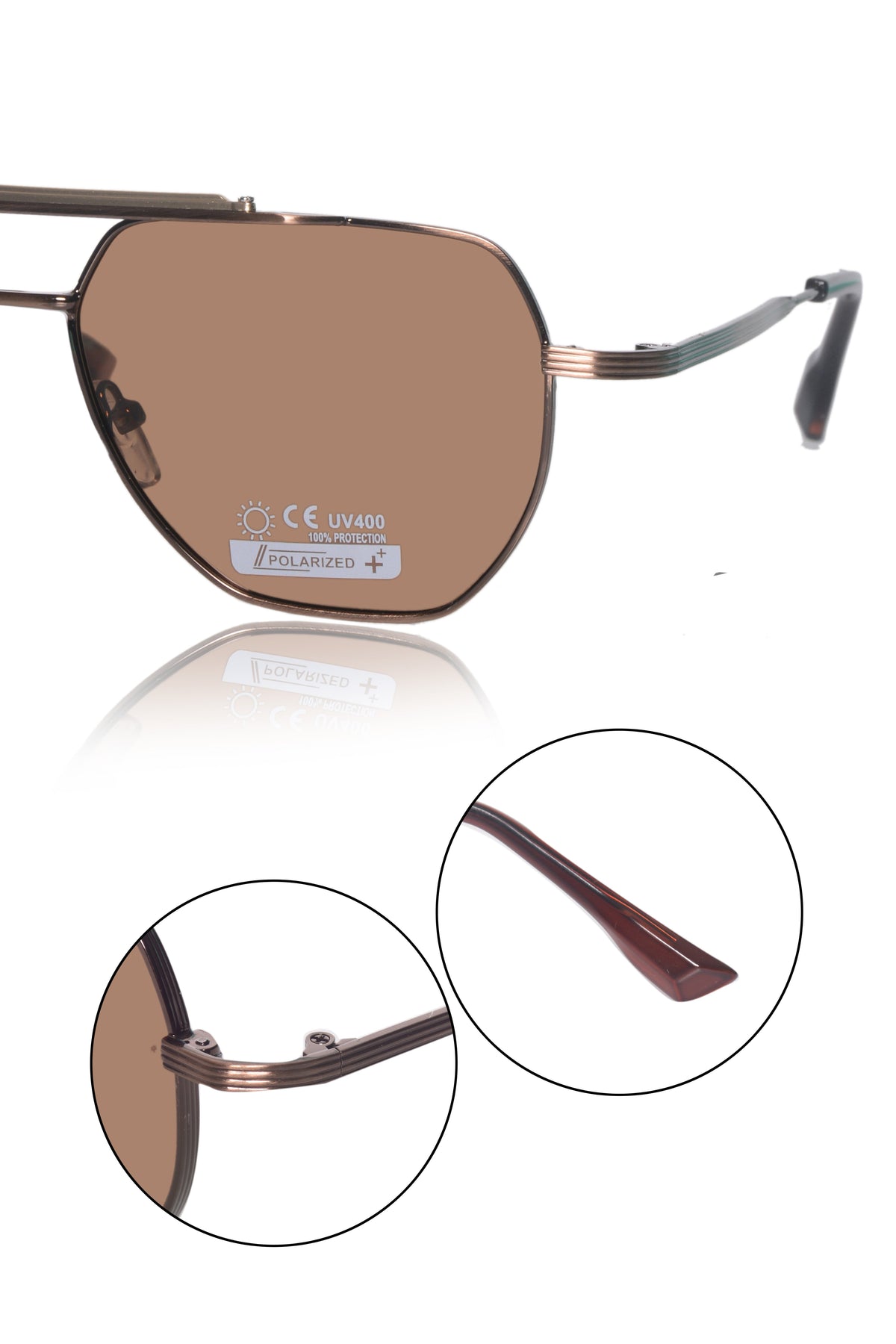 Legacy Metal Square Sunglasses – UV400 Polarized (Brown)