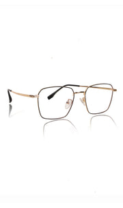 Premium Series Metal Spectacle Frame With Anti-Glare Blue Light Blocking Eyeglasses for Men and Women | Computer and Mobile Phone Protection Eyewear Frames (Black and Gold)