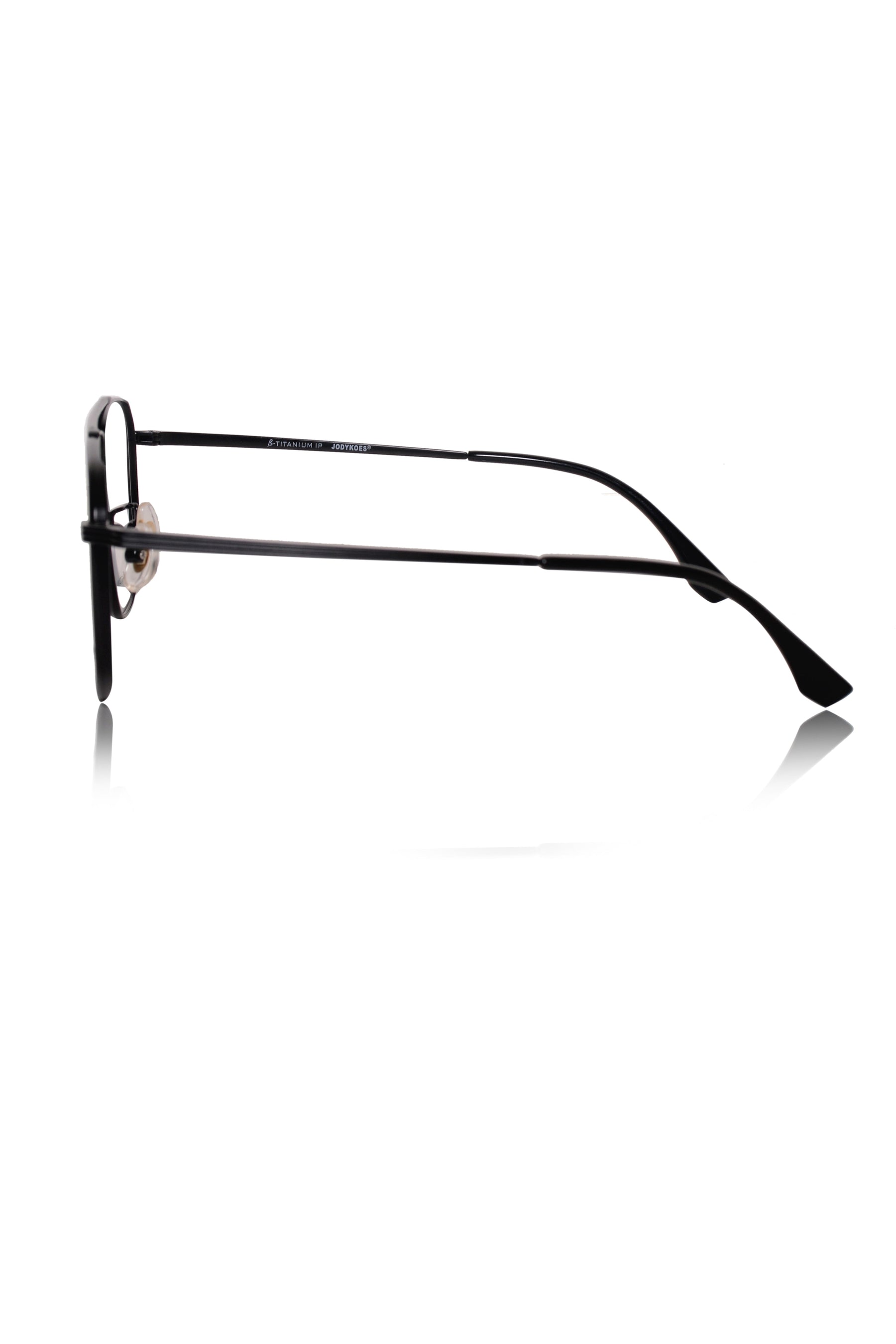 Luxury Series : Pure Titanium Metal Spectacle Eyeglasses | New Shape Double Bar Square Metal Eyewear Frame (Black)