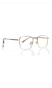 Premium Series Metal Spectacle Frame With Anti-Glare Blue Light Blocking Eyeglasses for Men and Women | Computer and Mobile Phone Protection Eyewear Frames (Gold)