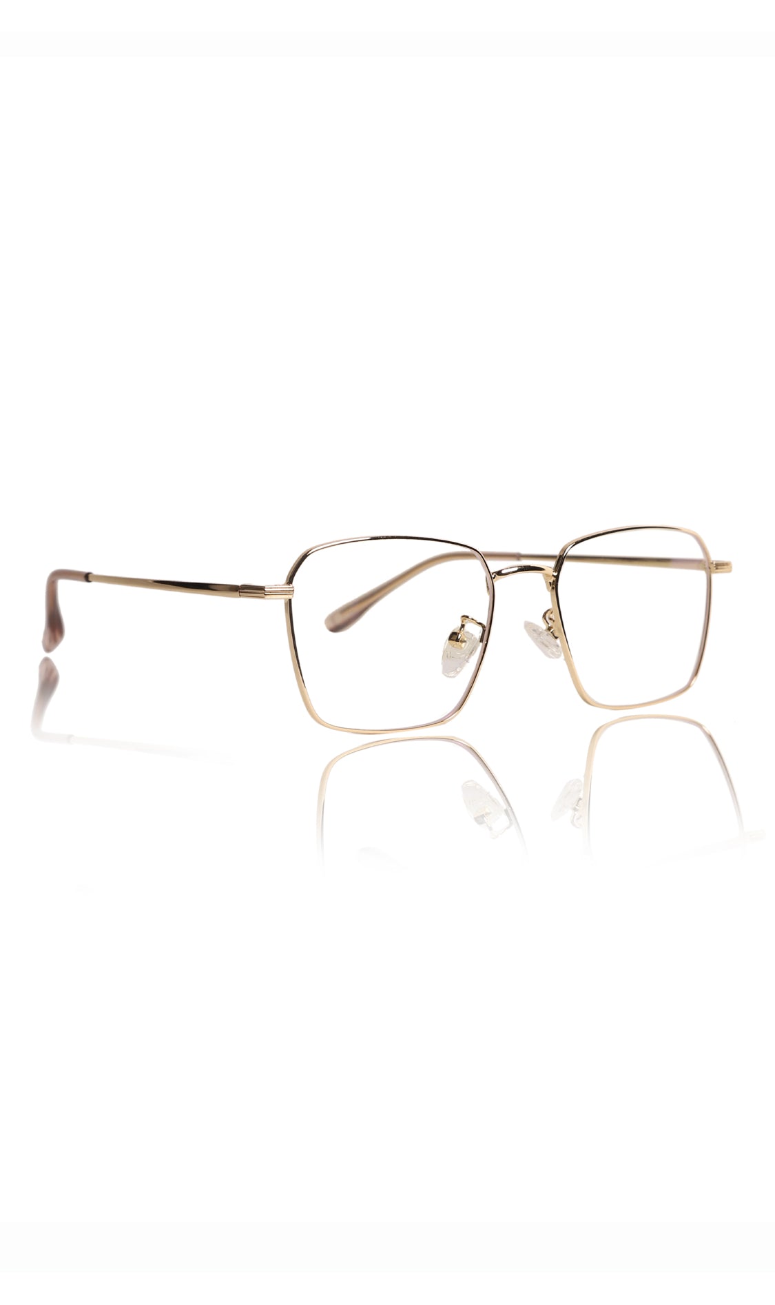 Premium Series Metal Spectacle Frame With Anti-Glare Blue Light Blocking Eyeglasses for Men and Women | Computer and Mobile Phone Protection Eyewear Frames (Gold)