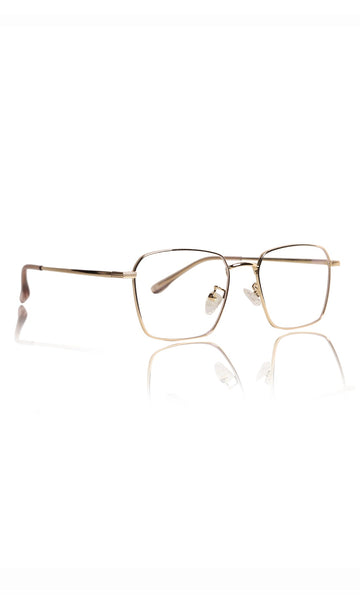 Premium Series Metal Spectacle Frame With Anti-Glare Blue Light Blocking Eyeglasses for Men and Women | Computer and Mobile Phone Protection Eyewear Frames (Gold)
