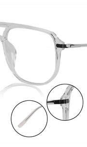 Premium Oversized Eyeglass Frames: Stylish Anti-Glare and Blue Light Blocking Glasses for Enhanced Computer and Mobile Phone Protection, Unisex Design (Transparent)