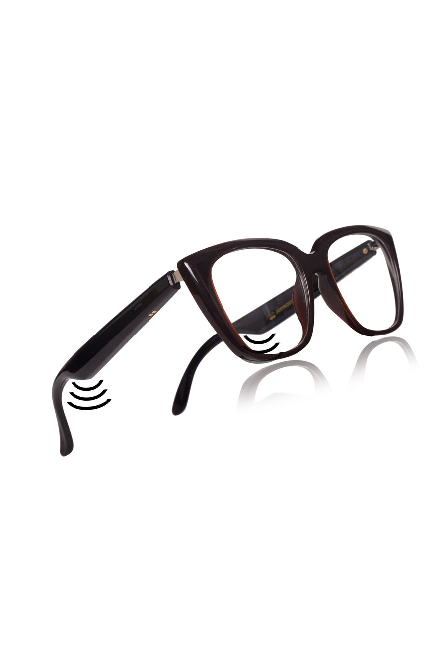 Jodykoes Cat Eye Smart Glasses with Speaker and Voice Assistant (Black)