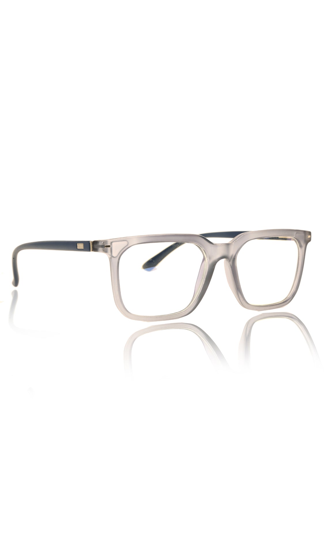 Colour Frame Series: Stylish Square Spectacle Frames with Blue Ray Protection and Anti-Glare Glasses for Men and Women (Frost Transparent Blue)