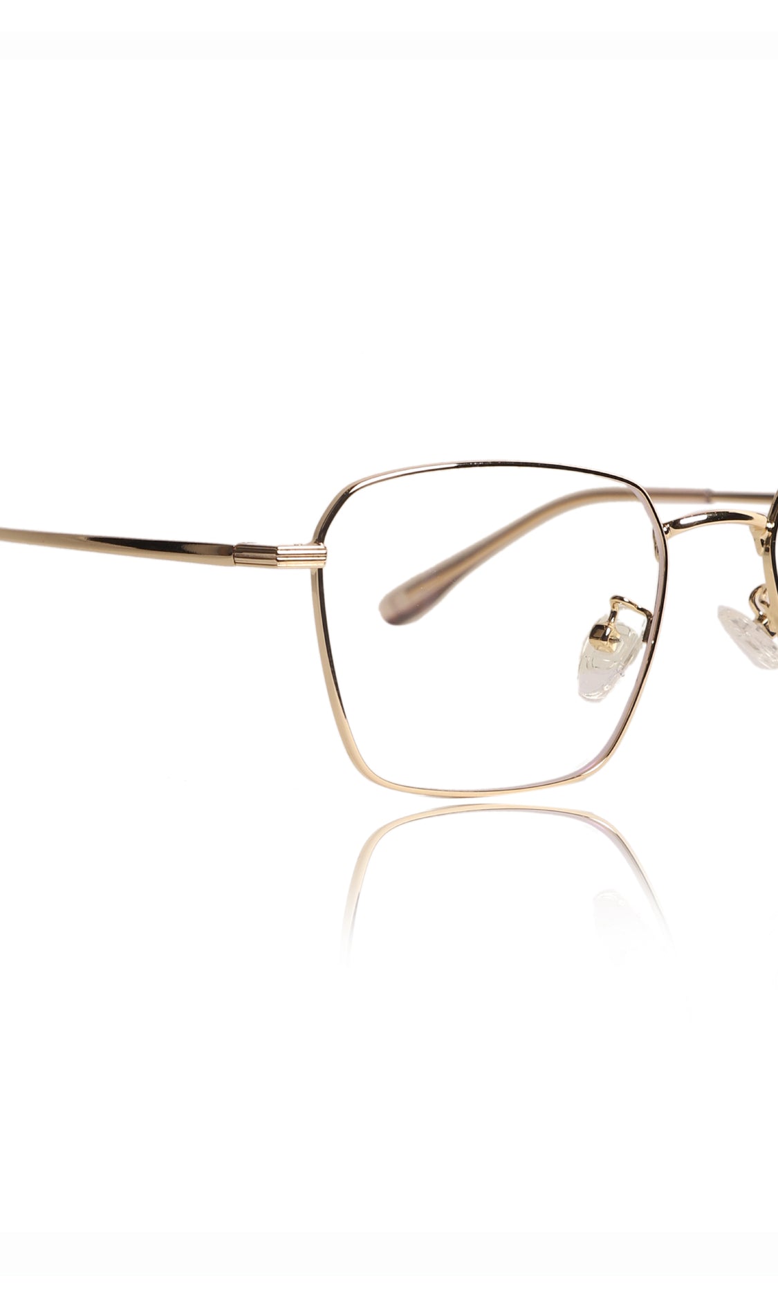Premium Series Metal Spectacle Frame With Anti-Glare Blue Light Blocking Eyeglasses for Men and Women | Computer and Mobile Phone Protection Eyewear Frames (Gold)