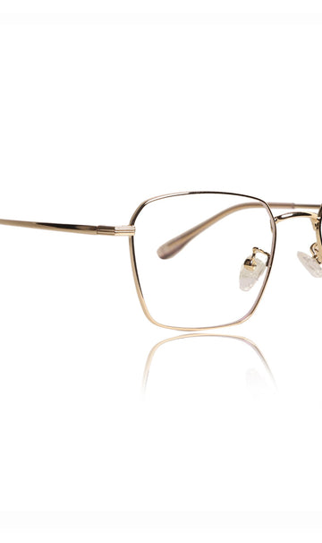 Premium Series Metal Spectacle Frame With Anti-Glare Blue Light Blocking Eyeglasses for Men and Women | Computer and Mobile Phone Protection Eyewear Frames (Gold)