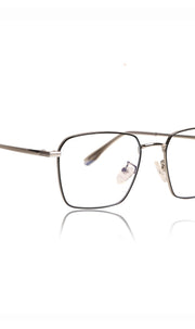 Premium Series Metal Spectacle Frame With Anti-Glare Blue Light Blocking Eyeglasses for Men and Women | Computer and Mobile Phone Protection Eyewear Frames (Black and Silver)