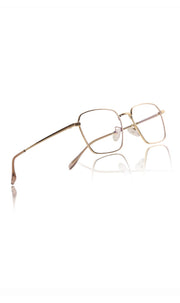 Premium Series Metal Spectacle Frame With Anti-Glare Blue Light Blocking Eyeglasses for Men and Women | Computer and Mobile Phone Protection Eyewear Frames (Gold)