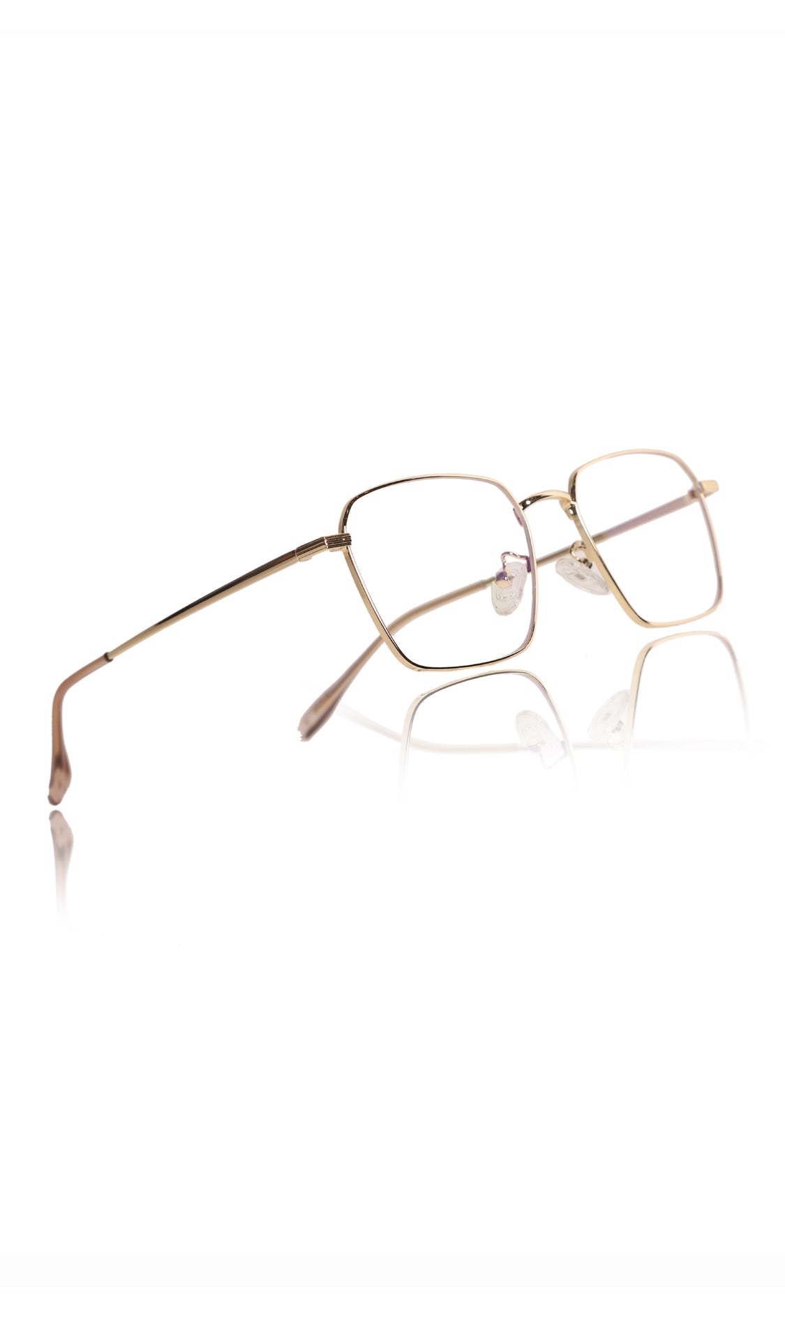 Premium Series Metal Spectacle Frame With Anti-Glare Blue Light Blocking Eyeglasses for Men and Women | Computer and Mobile Phone Protection Eyewear Frames (Gold)